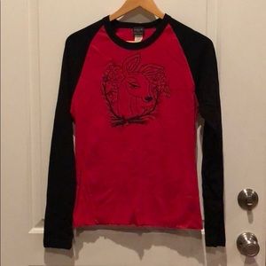 Patch NYC Red and Black Deer Henley